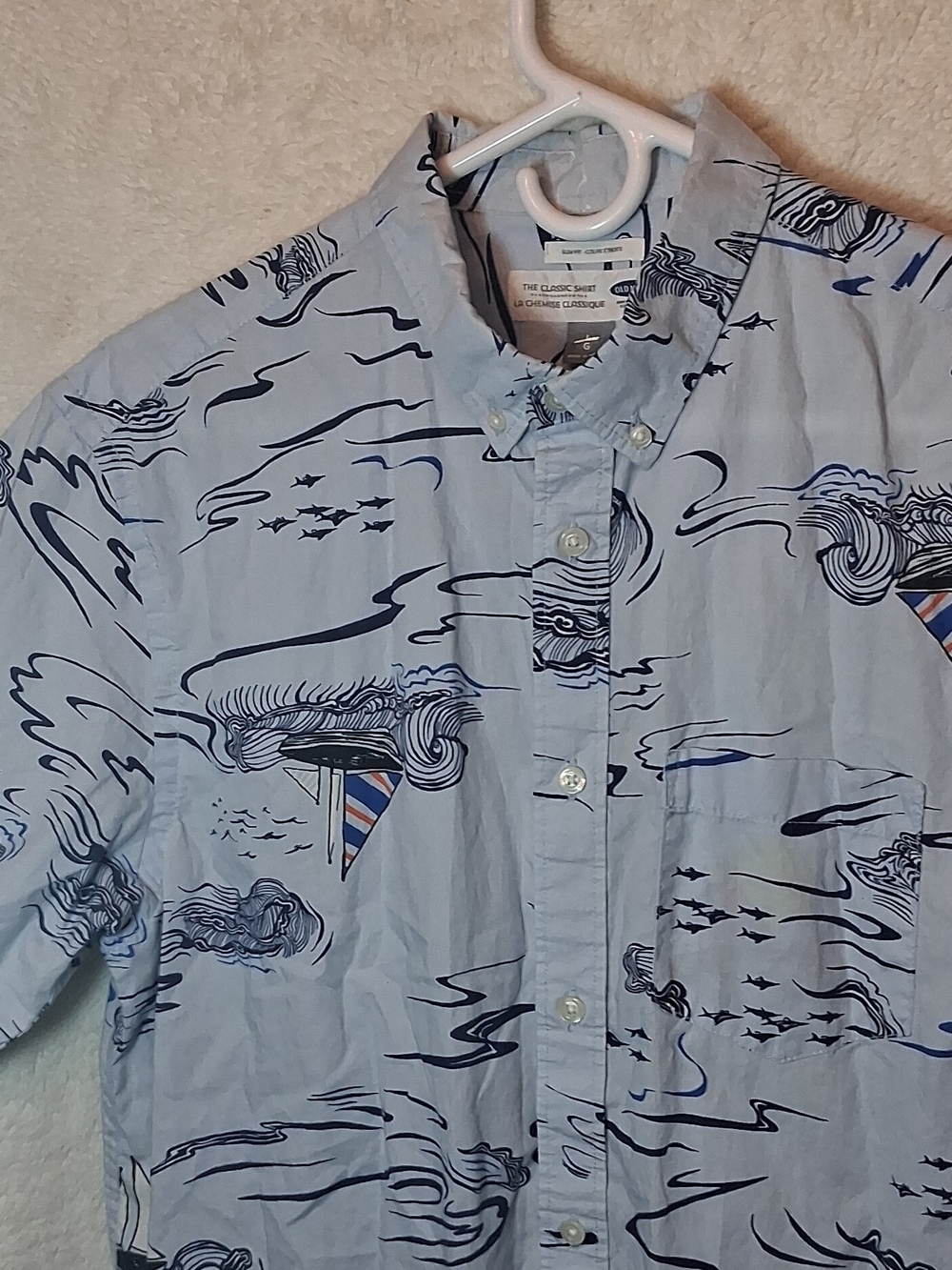 Old Navy Light Blue Printed Button-Down Shirt Jacket